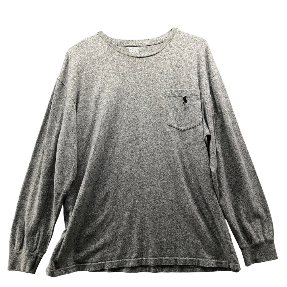 Polo Ralph Lauren Pocket Tee Mens Large Gray Long Sleeve Cotton Casual Shirt